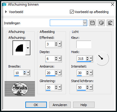 Effecten - 3D-Effecten - Afschuining binnen