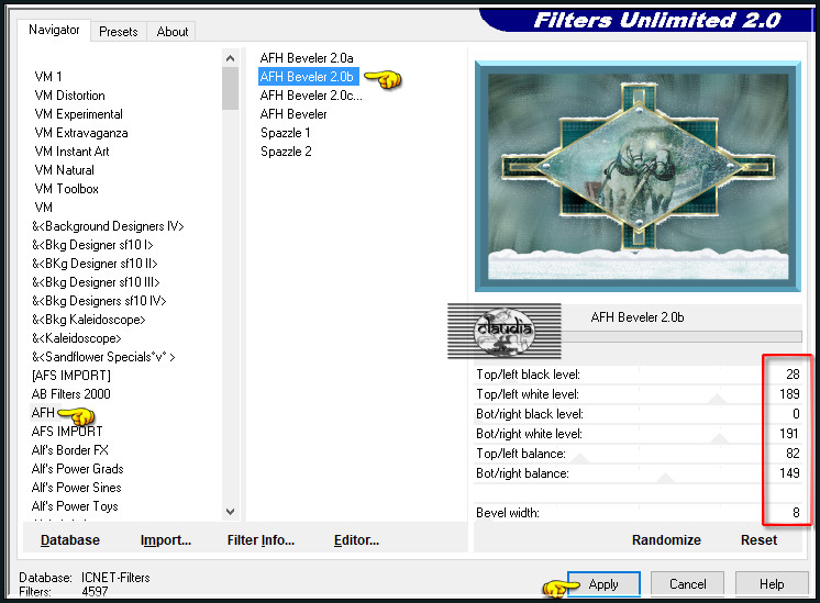 Effecten - Insteekfilters - <I.C.NET Software> - Filters Unlimited 2.0 - AFH - AFH Beveler 2.0b