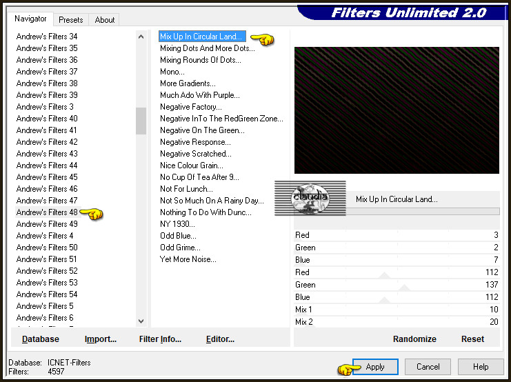 Effecten - Insteekfilters - <I.C.NET Software> - Filters Unlimited 2.0 - Andrew's Filters 48 - Mix Up In Circular Land...