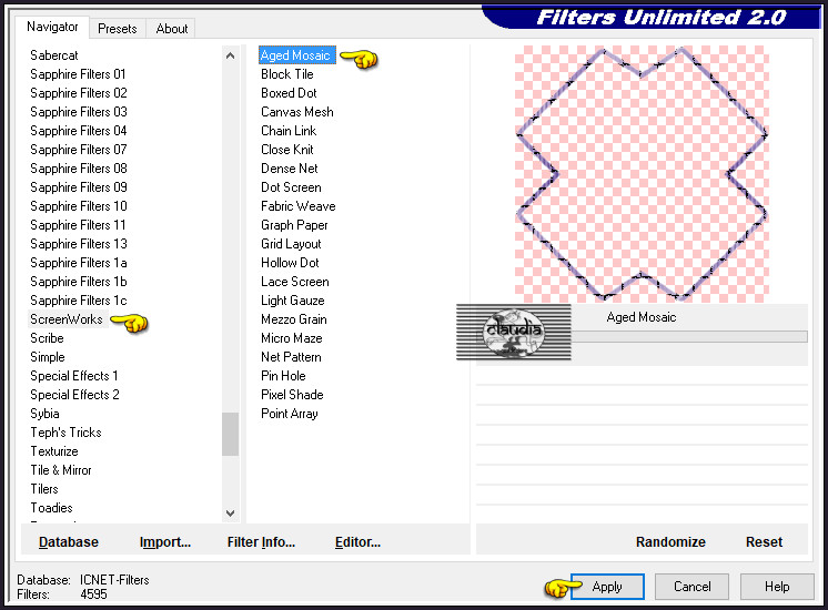 Effecten - Insteekfilters - <I.C.NET Software> - Filters Unlimited 2.0 - ScreenWorks - Aged Mosaic