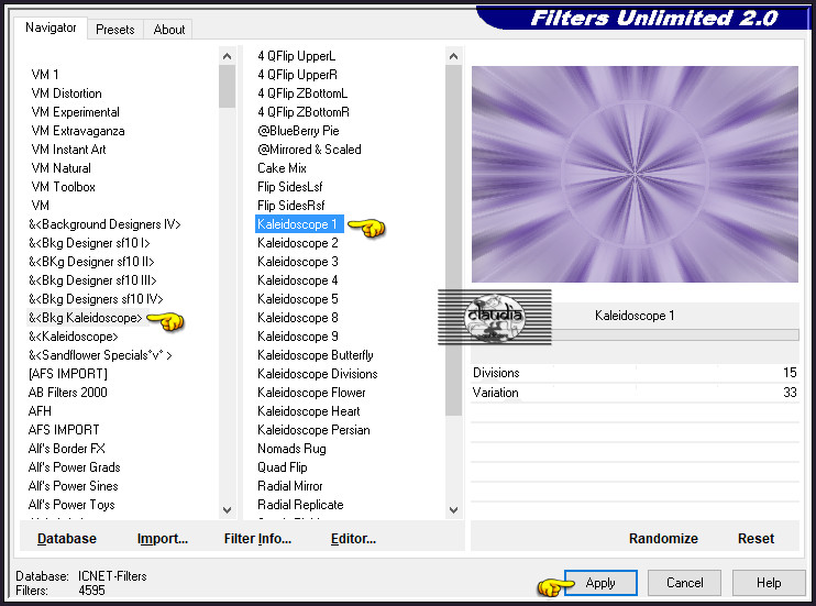 Effecten - Insteekfilters - <I.C.NET Software> - Filters Unlimited 2.0 - &<BKg Kaleidoscope> - Kaleidoscope - Kaleidoscope 1
