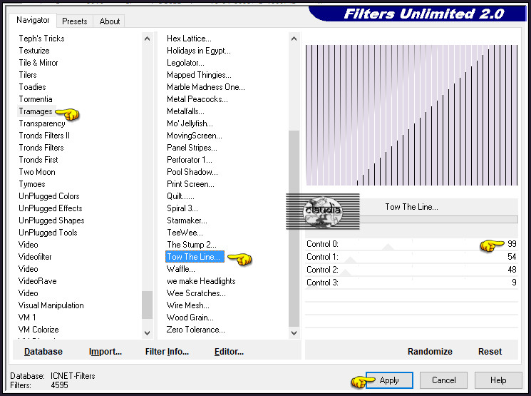 Effecten - Insteekfilters - <I.C.NET Software> - Filters Unlimited 2.0 - Tramages - Tow The Line