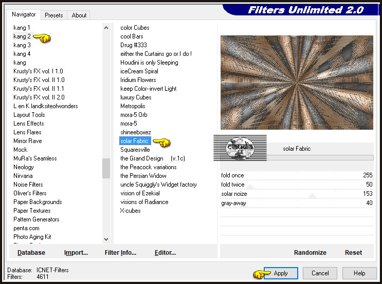 Effecten - Insteekfilters - <I.C.NET Software> - Filters Unlimited 2.0 - kang 2 - Solar Fabric