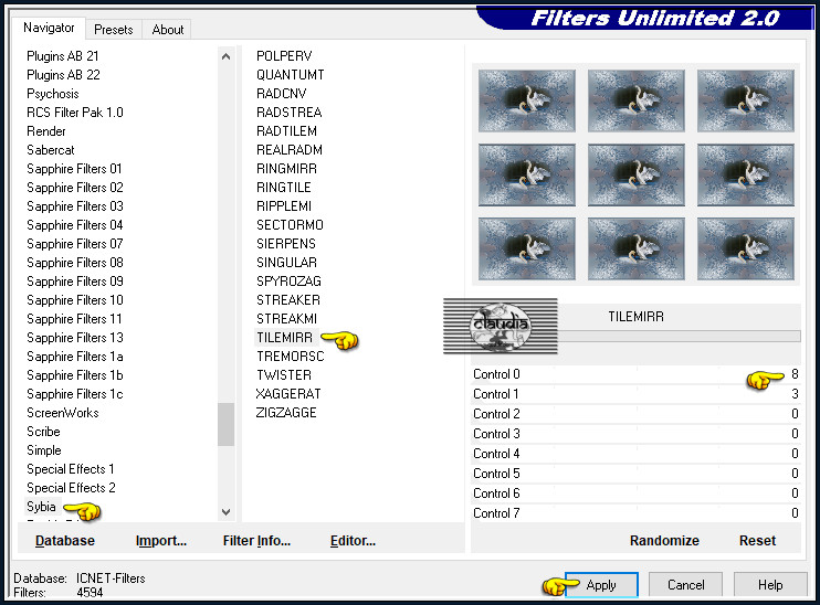 Effecten - Insteekfilters - <I.C.NET Software> - Filters Unlimited 2.0 - Sybia - TILEMIRR