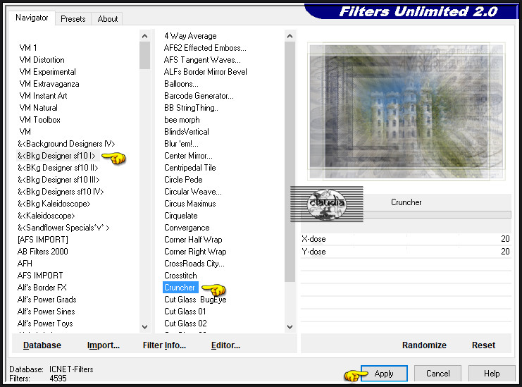 Effecten - Insteekfilters - <I.C.NET Software> - Filters Unlimited 2.0 - &<Bkg Designer sf10 I> - Cruncher