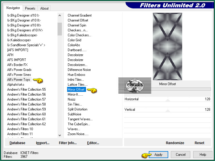 Effecten - Insteekfilters - <I.C.NET Software> - Filters Unlimited 2.0 - Alf's Power Toys - Mirror Offset