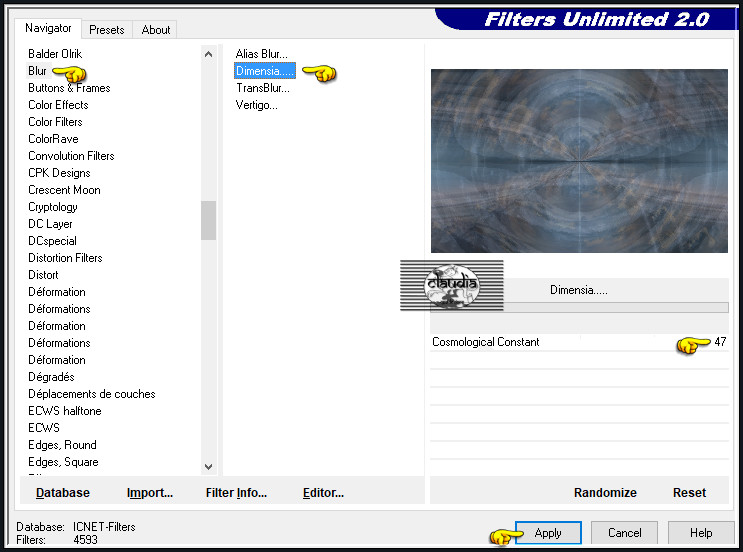 Effecten - Insteekfilters - <I.C.NET Software> - Filters Unlimited 2.0 - Blur - Dimensia