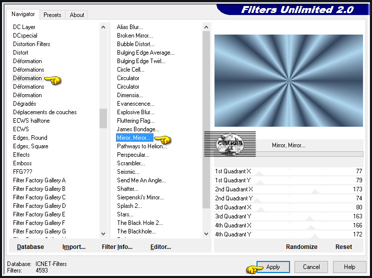 Effecten - Insteekfilters - <I.C.NET Software> - Filters Unlimited 2.0 - Déformation - Mirror, Mirror