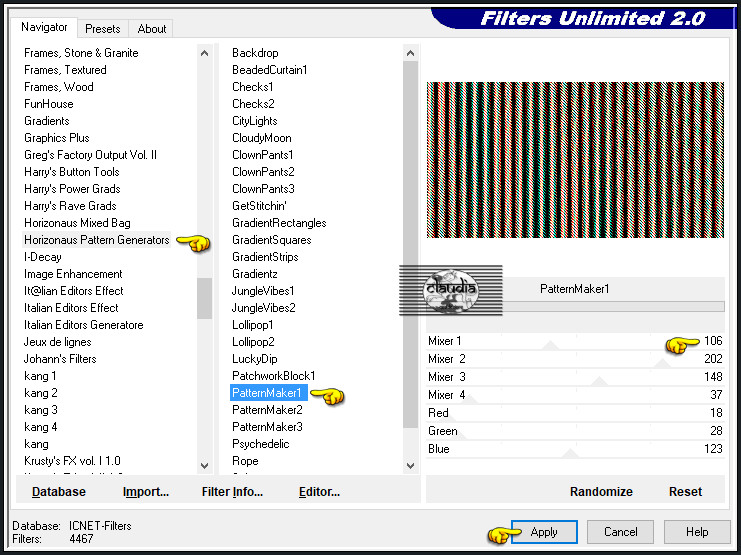 Effecten - Insteekfilters - <I.C.NET Software> - Filters Unlimited 2.0 - Horizonaus Pattern Generators - PatternMaker1