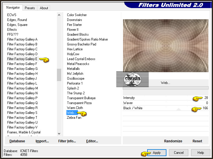 Effecten - Insteekfilters - <I.C.NET Software> - Filters Unlimited 2.0 - Filter Factory Gallery E - Web