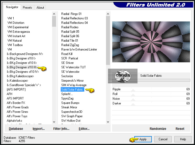 Effecten - Insteekfilters - <I.C.NET Software> - Filters Unlimited 2.0 - &<Bkg Designer sf10 I> - Solid Solar Fabric