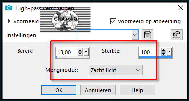 Aanpassen - Scherpte - High-pass verscherpen