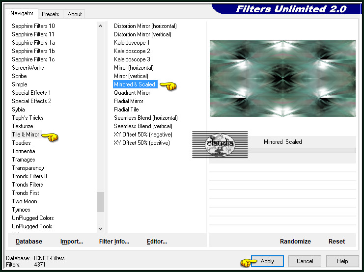 Effecten - Insteekfilters - <I.C.NET Software> - Filters Unlimited 2.0 - Tile & Mirror - Mirrored & Scaled