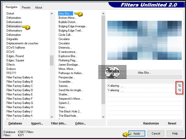 Effecten - Insteekfilters - <I.C.NET Software> - Filters Unlimited 2.0 - Déformation - Alias Blur