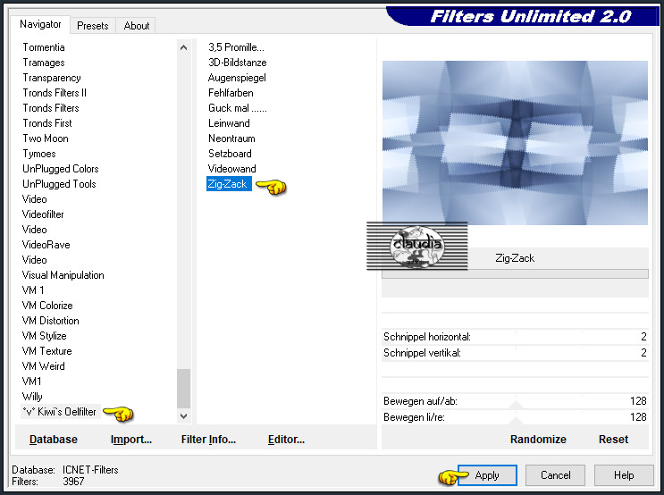 Effecten - Insteekfilters - <I.C.NET Software> - Filters Unlimited 2.0 - °v° Kiwi's Oelfilter - Zig-Zack 