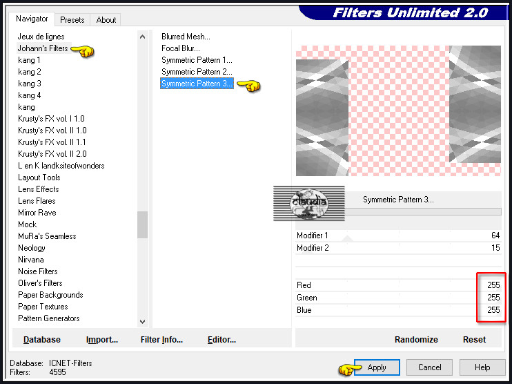 Effecten - Insteekfilters - <I.C.NET Software> - Filters Unlimited 2.0 - Johann's Filters - Symmetric Pattern 3