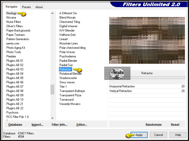 Effecten - Insteekfilters - <I.C.NET Software> - Filters Unlimited 2.0 - Neology - Refractor