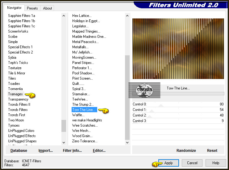 Effecten - Insteekfilters - <I.C.NET Software> - Filters Unlimited 2.0 - Tramages - Tow The Line... :