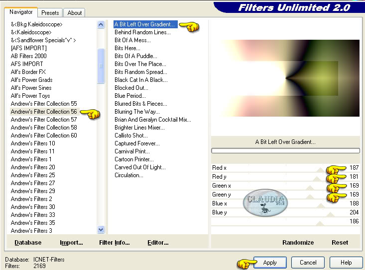 Instellingen filter Andrew's Filter Collection 56 - A Bit Left Over Gradient