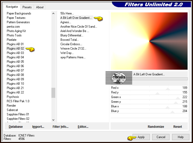 Effecten - Insteekfilters - <I.C.NET Software> - Filters Unlimited 2.0 - Plugins AB 02 - A Bit Left Over Gradient