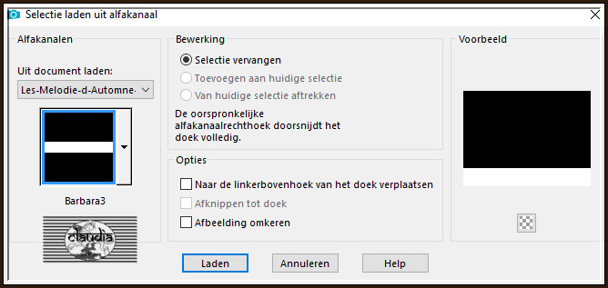 Selecties - Selectie laden/opslaan - Selectie laden uit alfkanaal : Barbara3