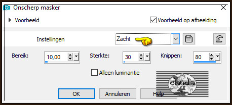 Aanpassen - Scherpte - Onscherp masker :