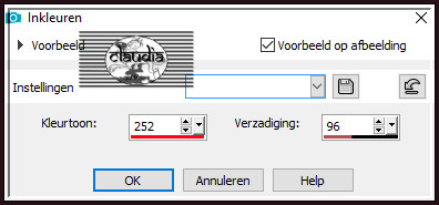 Aanpassen - Kleurtoon en verzadiging - Inkleuren