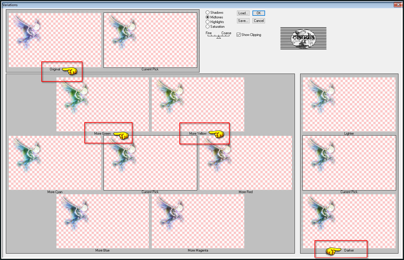 Effecten - Insteekfilters - Adjust - Variations