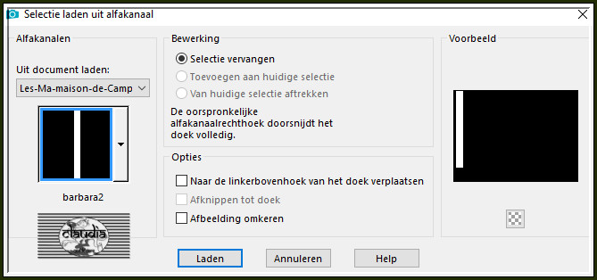 Selecties - Selectie laden/opslaan - Selectie laden uit alfkanaal : barbara2