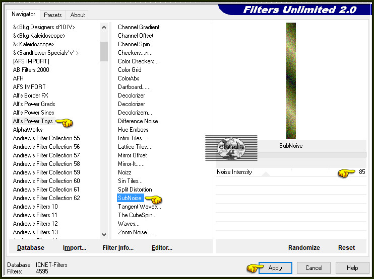 Effecten - Insteekfilters - <I.C.NET Software> - Filters Unlimited 2.0 - Alf's Power Toys - SubNoise