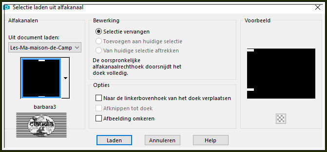 Selecties - Selectie laden/opslaan - Selectie laden uit alfkanaal : barbara3