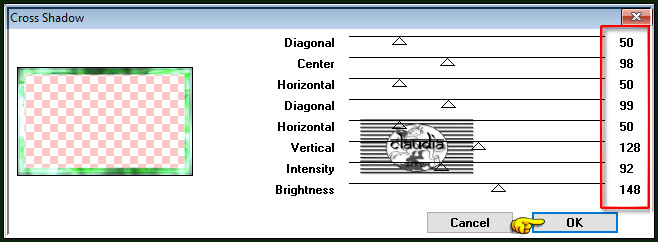 Effecten - Insteekfilters - Graphics Plus - Cross Shadow