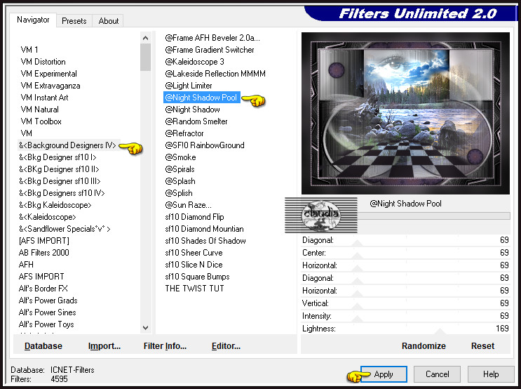 Effecten - Insteekfilters - <I.C.NET Software> - Filters Unlimited 2.0 - &<Background Designers IV> - @Night Shadow Pool