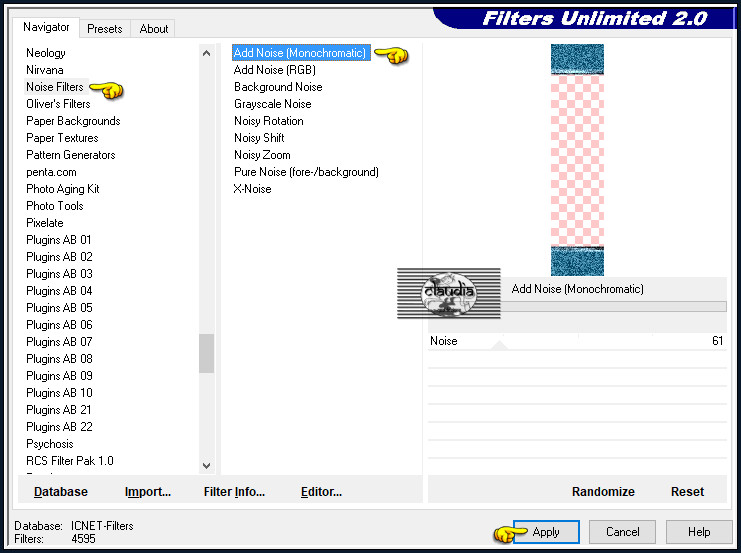 Effecten - Insteekfilters - <I.C.NET Software> - Filters Unlimited 2.0 - Noise Filters - Add Noise (Monochromatic)