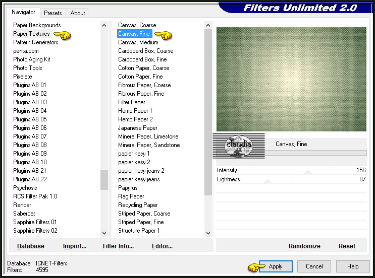 Effecten - Insteekfilters - <I.C.NET Software> - Filters Unlimited 2.0 - Paper Textures - Canvas, Fine