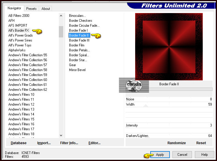 Effecten - Insteekfilters - <I.C.NET Software> - Filters Unlimited 2.0 - Alf's Border FX - Border Fade II