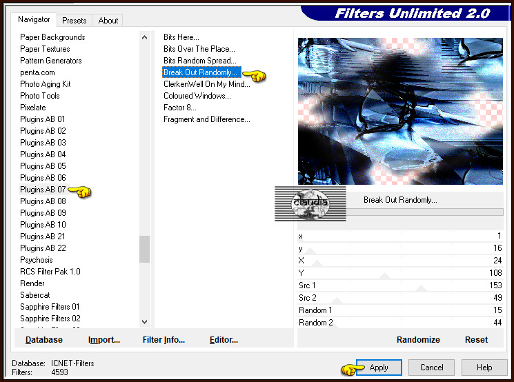 Effecten - Insteekfilters - <I.C.NET Software> - Filters Unlimited 2.0 - Plugins AB 07 - Break Out Randomly