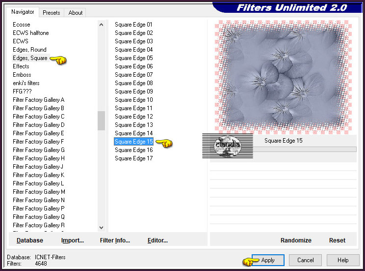 Effecten - Insteekfilters - <I.C.NET Software> - Filters Unlimited 2.0 - Edges, Square - Square Edge 15 :