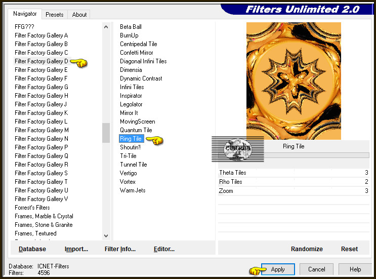 Effecten - Insteekfilters - <I.C.NET Software> - Filters Unlimited 2.0 - Filter Factory Gallery D - Ring Tile
