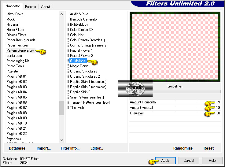 Effecten - Insteekfilters - <I.C.NET Software> - Filters Unlimited 2.0 - Pattern Generators - Guidelines