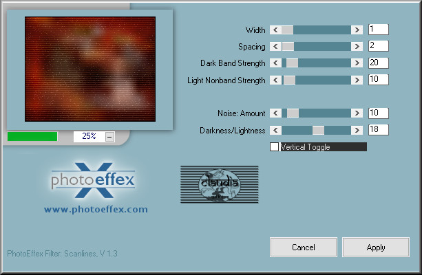 Effecten - Insteekfilters - PhotoEffex - Scanlines