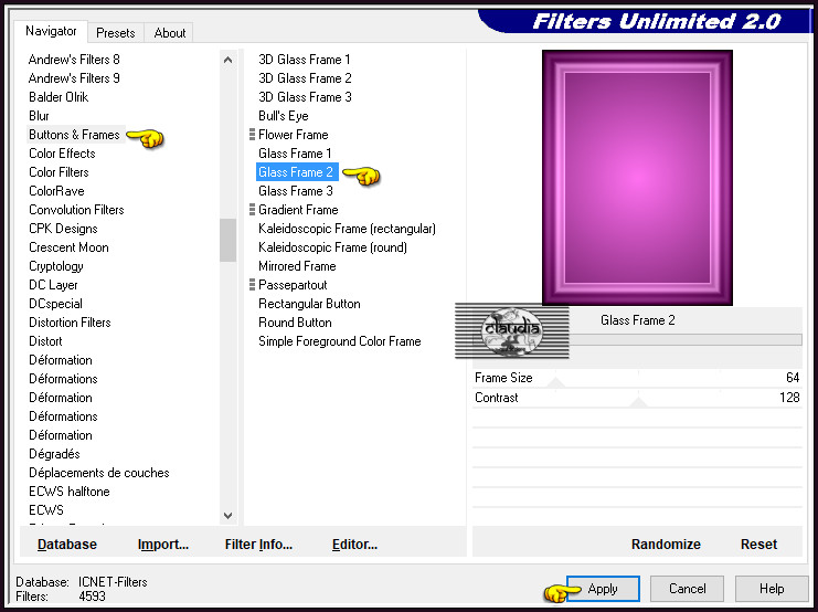 Effecten - Insteekfilters - <I.C.NET Software> - Filters Unlimited 2.0 - Buttons & Frames - Glass Frame 2