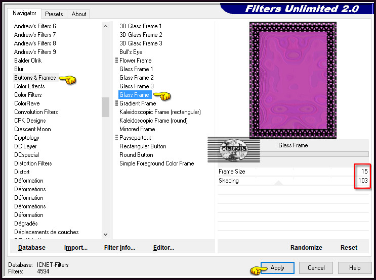 Effecten - Insteekfilters - <I.C.NET Software> - Filters Unlimited 2.0 - Buttons & Frames - Glass Frame