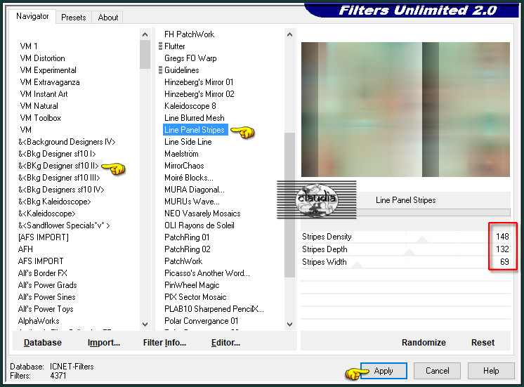Effecten - Insteekfilters - <I.C.NET Software> - Filters Unlimited 2.0 -&<BKg Designer sf10 II> - Line Panel Stripes