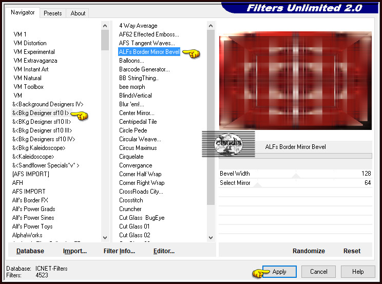 Effecten - Insteekfilters - <I.C.NET Software> - Filters Unlimited 2.0 - &<Bkg Designer sf10 I> - Alf's Border Mirror Bevel