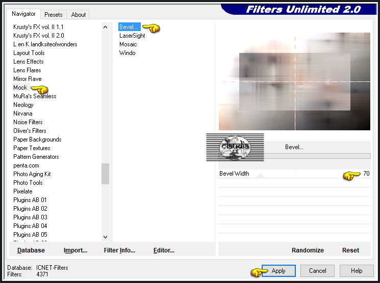 Effecten - Insteekfilters - <I.C.NET Software> - Filters Unlimited 2.0 - Mock - Bevel