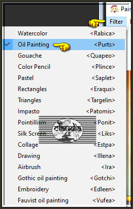 Klik eerst op Filter en klik op "Oil Painting"