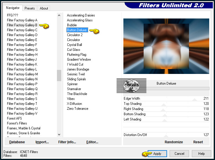 Effecten - Insteekfilters - <I.C.NET Software> - Filters Unlimited 2.0 - Filter Factory Gallery B - Button Deluxe :
