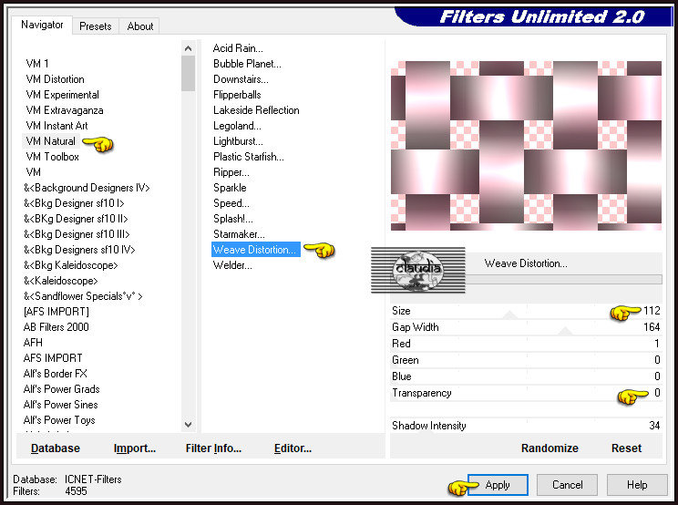 Effecten - Insteekfilters - <I.C.NET Software> - Filters Unlimited 2.0 - VM Natural - Weave Distortion