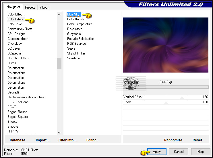 Effecten - Insteekfilters - <I.C.NET Software> - Filters Unlimited 2.0 - Color Filters - Blue Sky